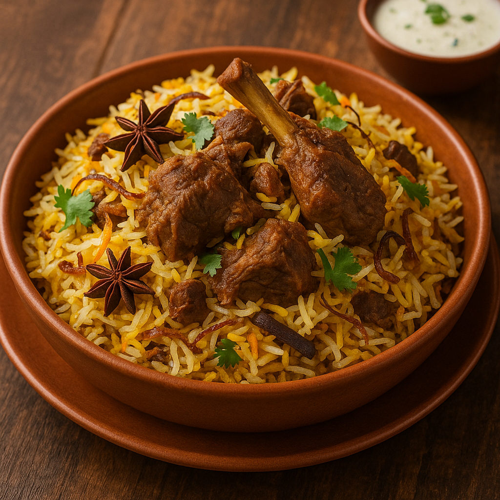 Saffron Lamb Biryani - Fragrant basmati rice with tender lamb and aromatic spices